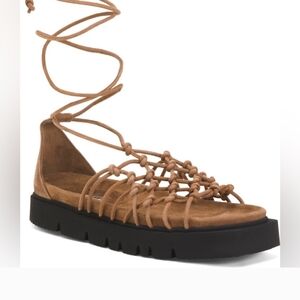 Topshop Brown Lace-Up Sandals